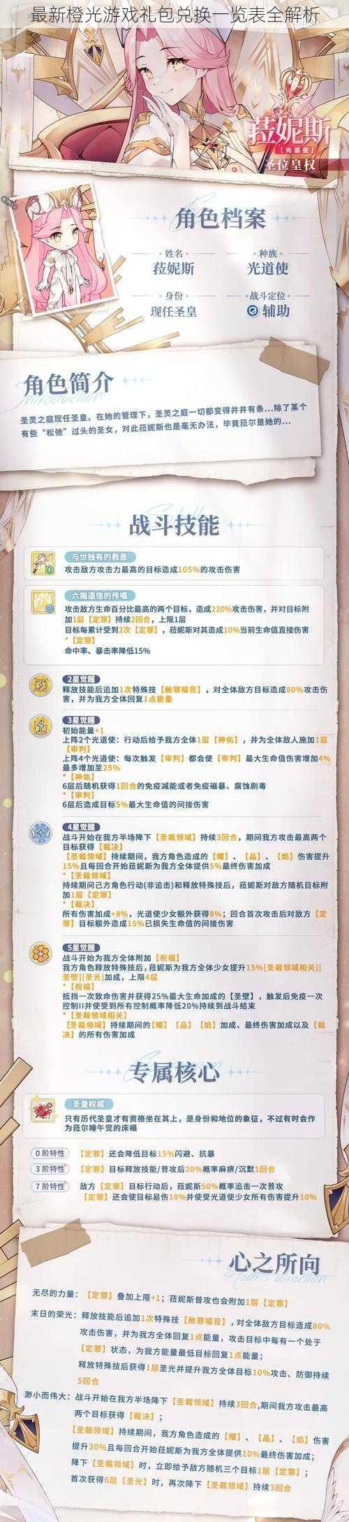 最新橙光游戏礼包兑换一览表全解析
